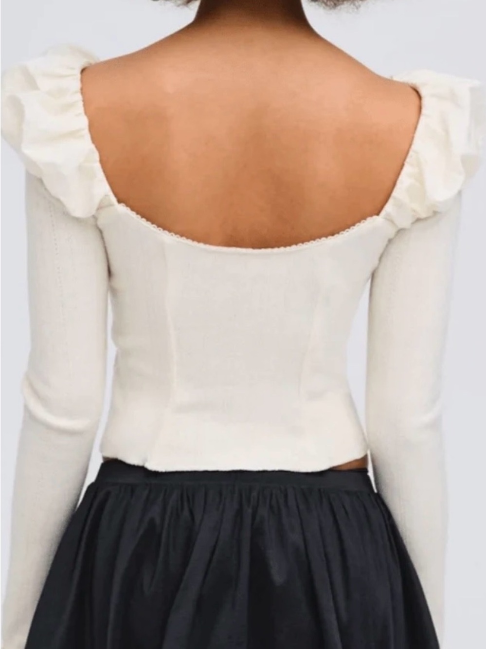For Love & Lemons Aliyah Pointelle Top in Cream Size XL NWT - Picture 3 of 8